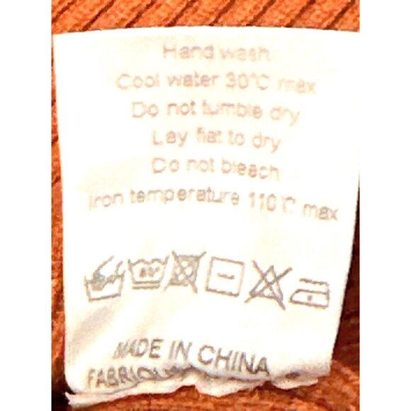 CCC Brown Cutout Sweater Ribbed Knit Gigi Neckline Bishop Sleeves Size Extra LG - Picture 7 of 8